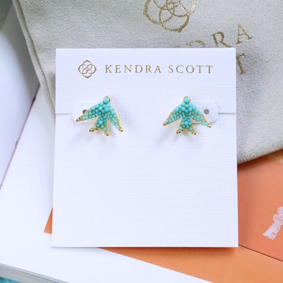 Kendra Scott Jewelry - Kendra Scott Melody Bird Stud Earrings Teal Crystal Gold